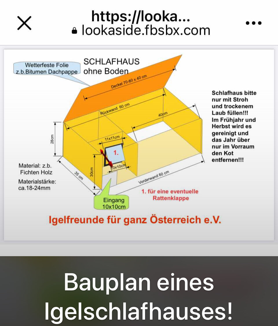 Bauplan für ein Igelschlafhaus mit geschütztem Eingang